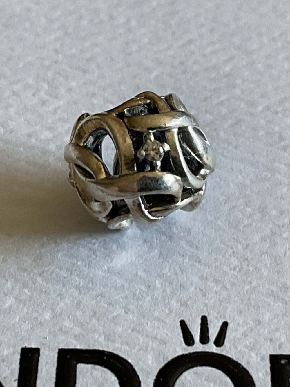 Pandora silver charm with clear stones